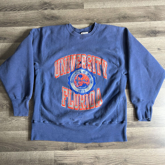 VTG Champion Reverse Weave Sweatshirt Distressed University of Florida 1980s USA